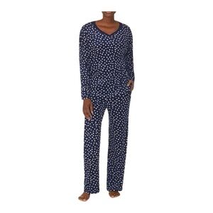 Nautica Navy Blue Polka Dot Velvet Long Sleeve pajama Set. Super soft!